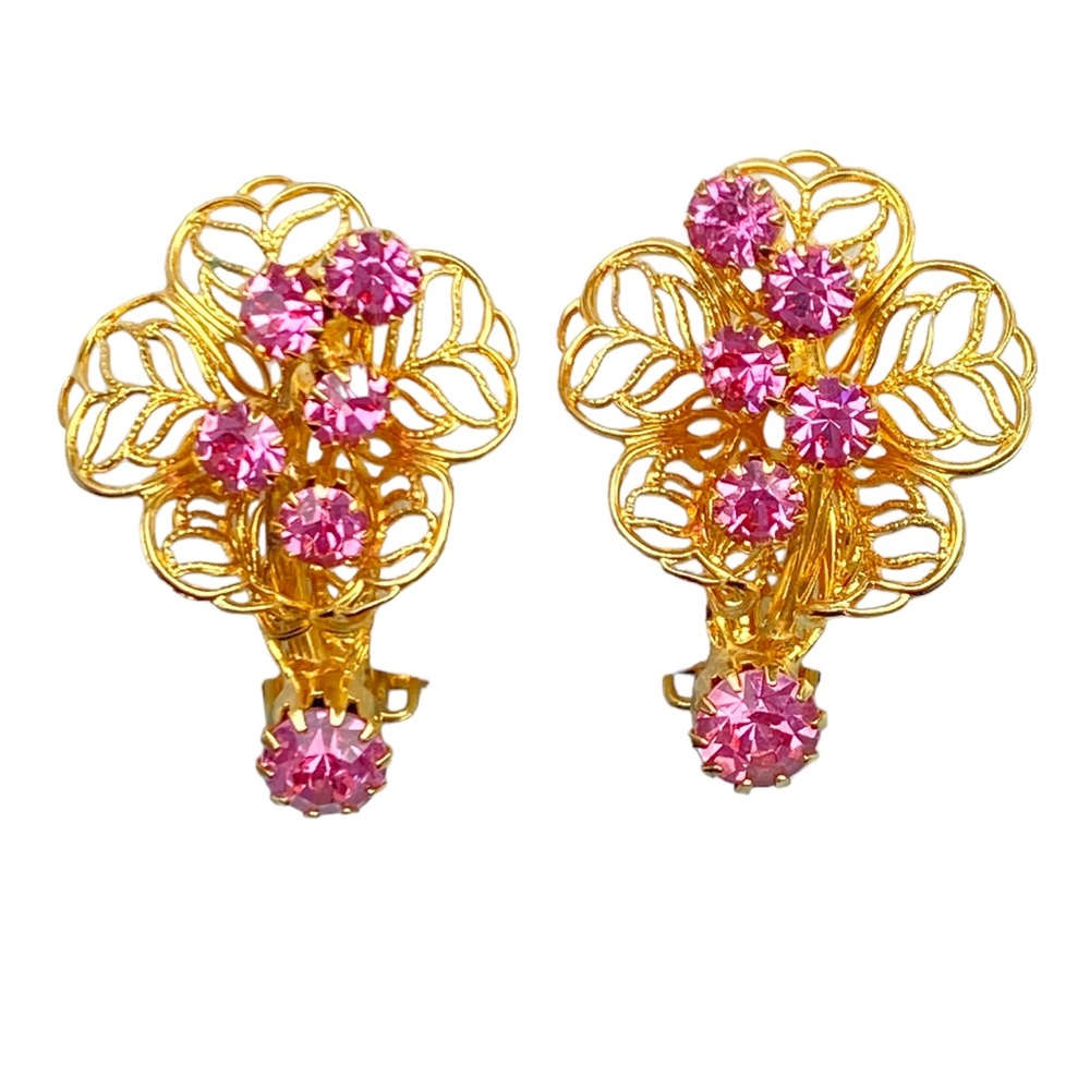 🌸 Vintage Judy Lee Jewels “Pink & Pretty” Clip-On Earrings